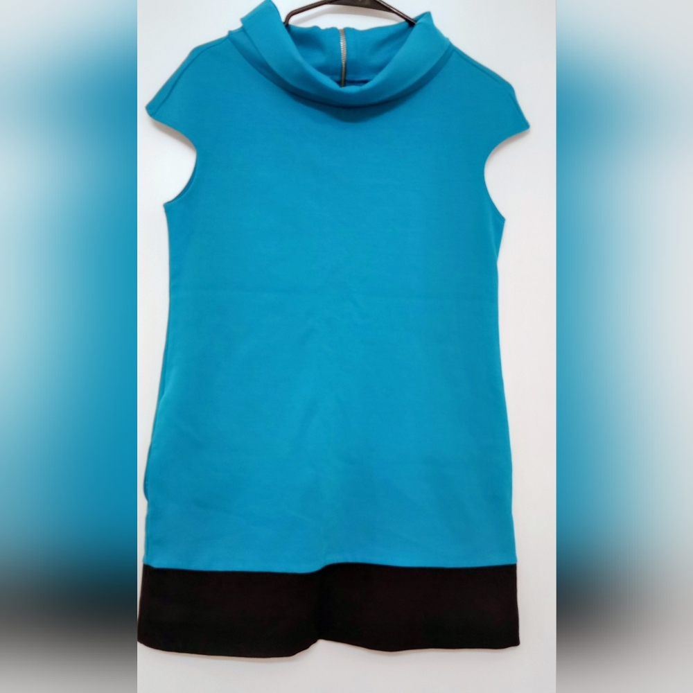 Stylish Blue and Black Ladies Dress, High Neck, By Express, Size S, Mini